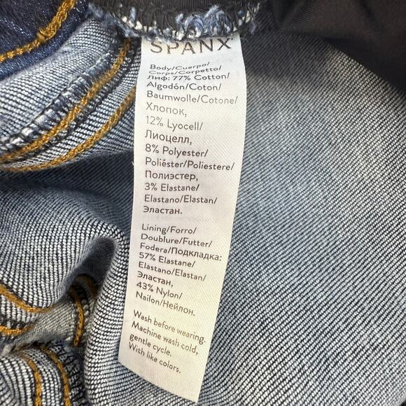 Spanx Jean Women's M (10-12) Blue Ankle Skinny Raw Hem High Rise Stretch - Picture 6 of 12